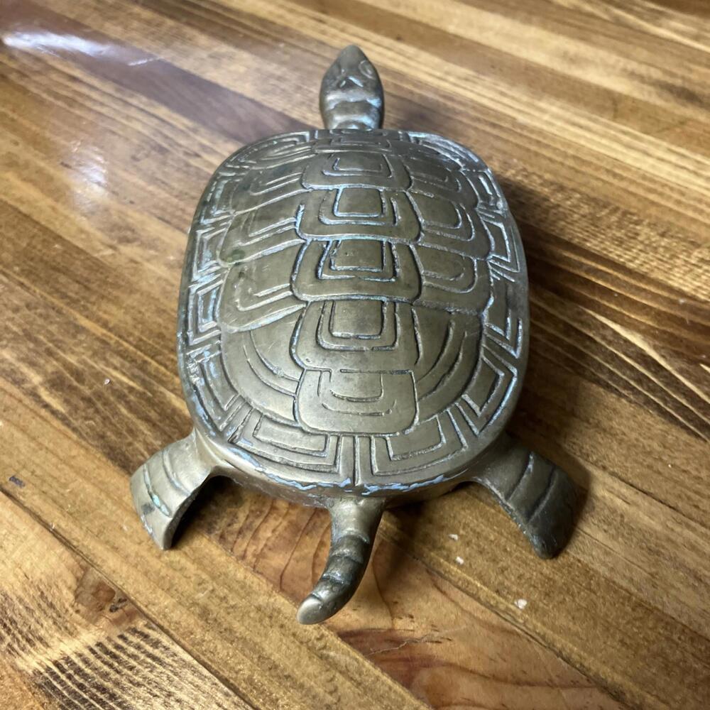 VTG MCM Brass Turtle Trinket Box - Picture 4 of 7